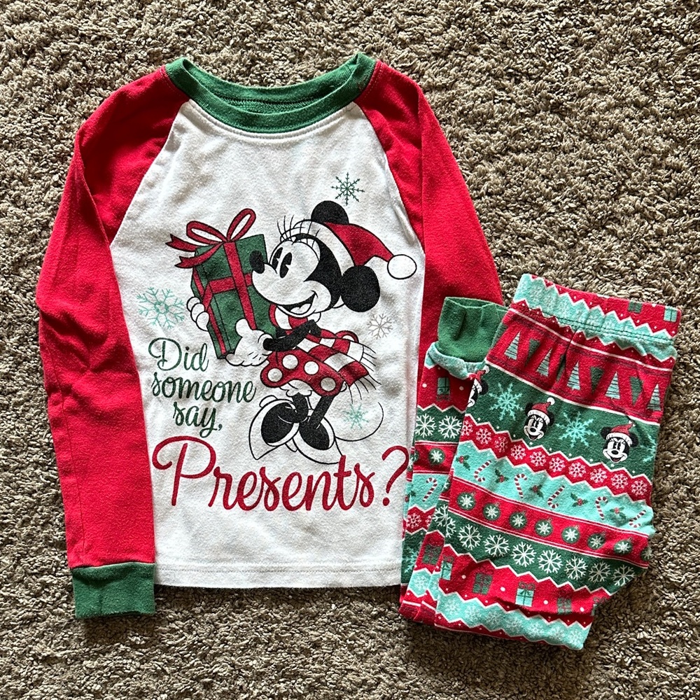 Disney Kids Pajama Set - Red, Green, and White